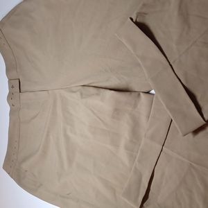 Larry Levine Stretch cuffed size 16 pants camel with brown trim waist new